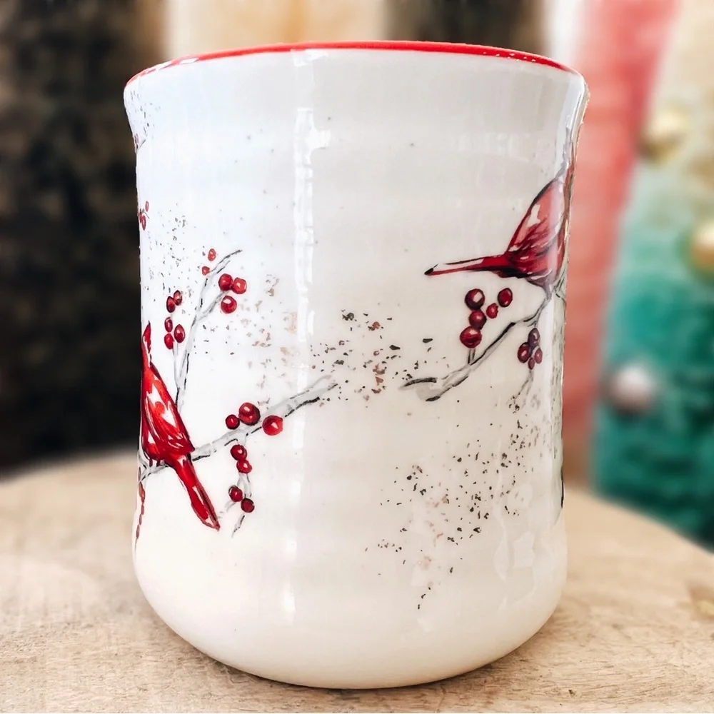 NEW Sheffield Home Ceramic Red & White Christmas Winter Cardinals Mug - Picture 4 of 8